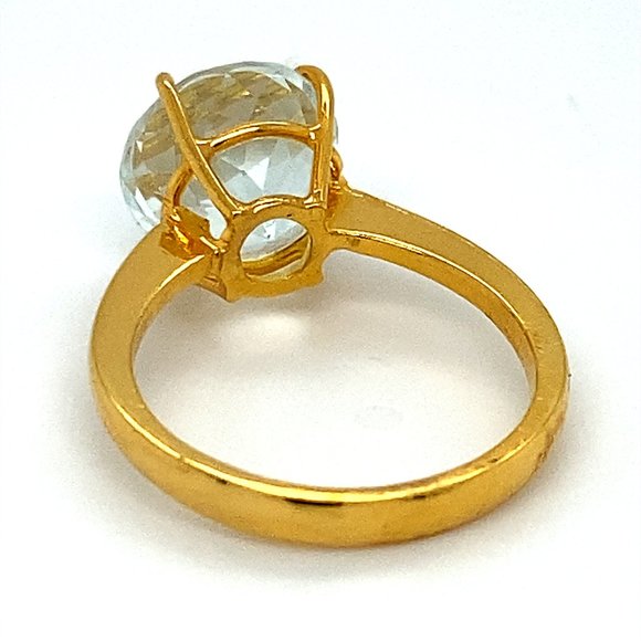 Aquamarine 4.50ct Solid 22K Yellow Gold Ring - Picture 4 of 6